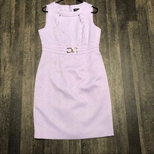 Tahari ASL Jacquard Cutout Hardware Lilac Sheath